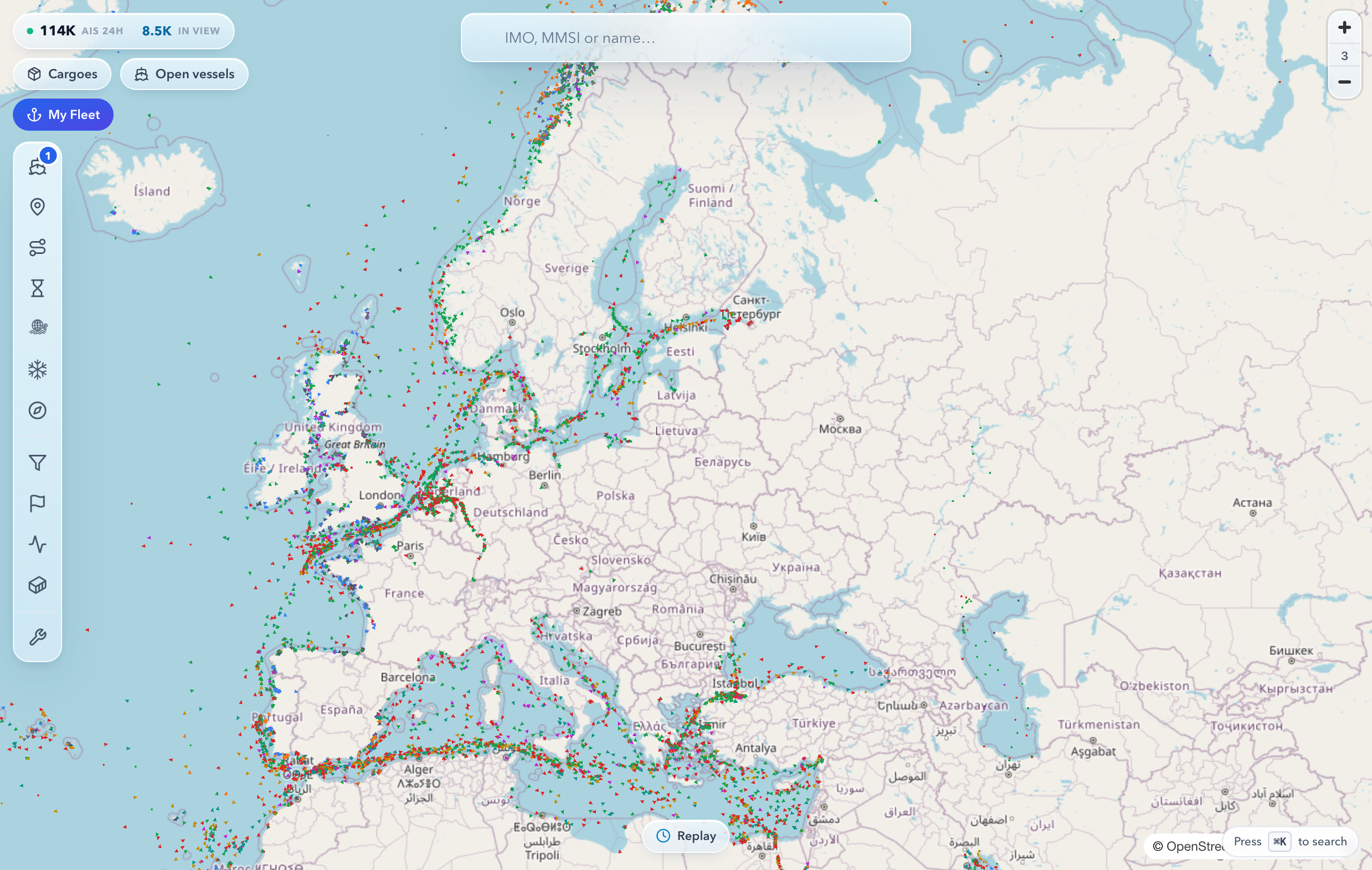 rynda.io live sea map: live vessels, the
